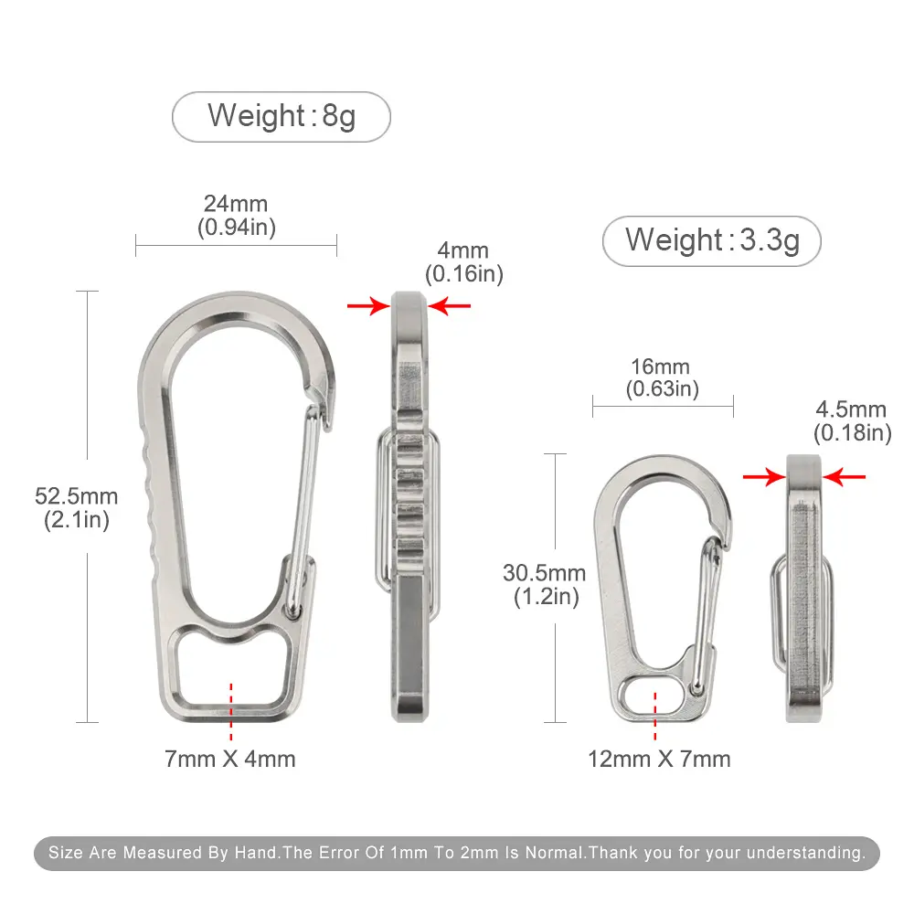 A/B Style EDC Titanium Alloy Keychain Buckle Outdoor Small Tool Mountain Climbing Hang Buckle Waist Belt Clip