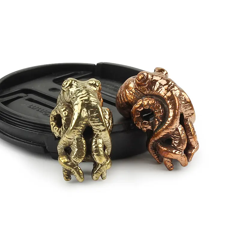 1pcs/lot Octopus Knife Beads Brass Wild Boar Beads Umbrella Rope Pendant Red Copper Paracord Beads DIY