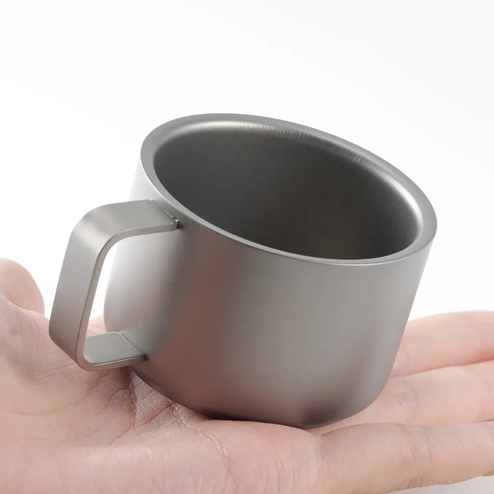 Small Size Coffee Cup Titanium Alloy Double Layer Cup Outdoor Camping Tableware Teacup