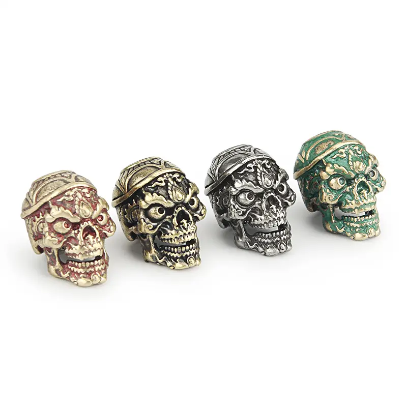 Punk Brass Beads Vintage Skull Knife Beads EDC DIY Paracord Bead