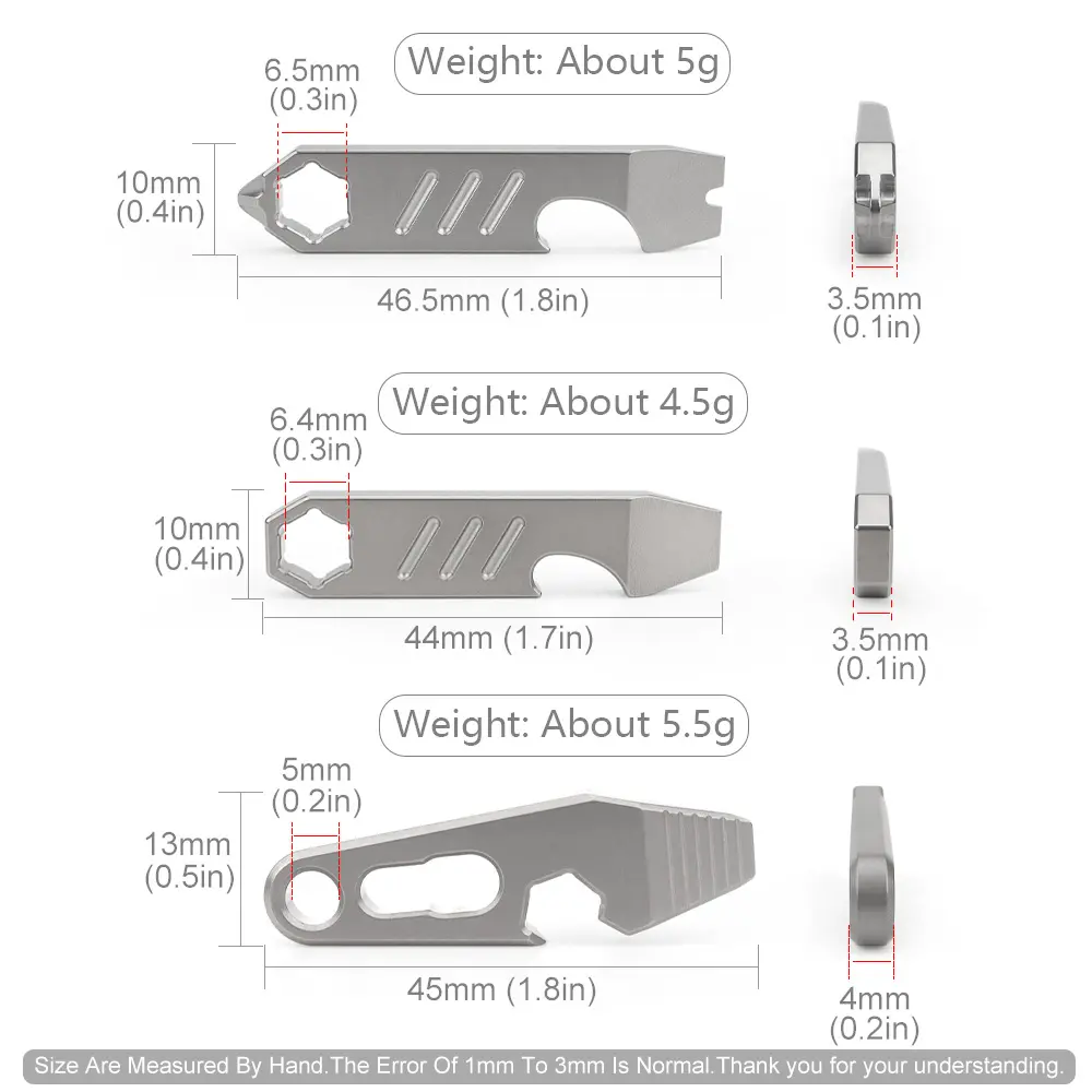 Titanium Mini Bottle Opener Multi-Tool Titanium Alloy Outdoor EDC Key Chain Accessories