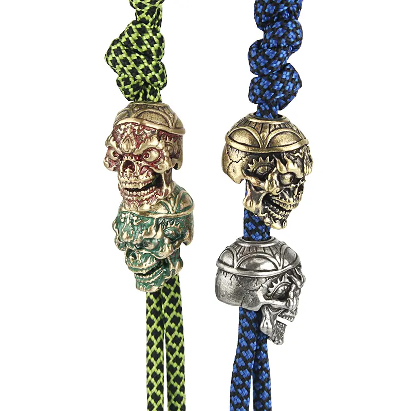 Punk Brass Beads Vintage Skull Knife Beads EDC DIY Paracord Bead