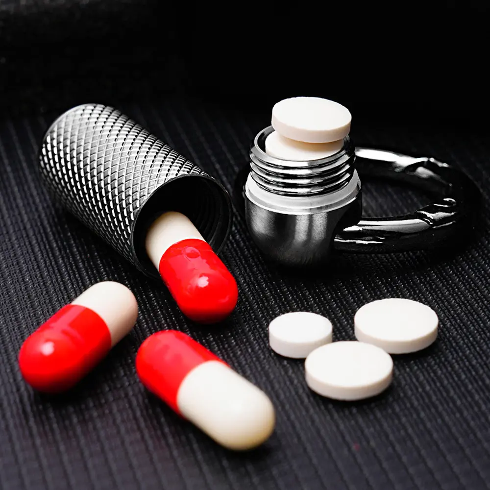Small Bottle Keychain Accessories Titanium Alloy Waterproof Seal Storage Bottle Portable Outdoor Tool EDC