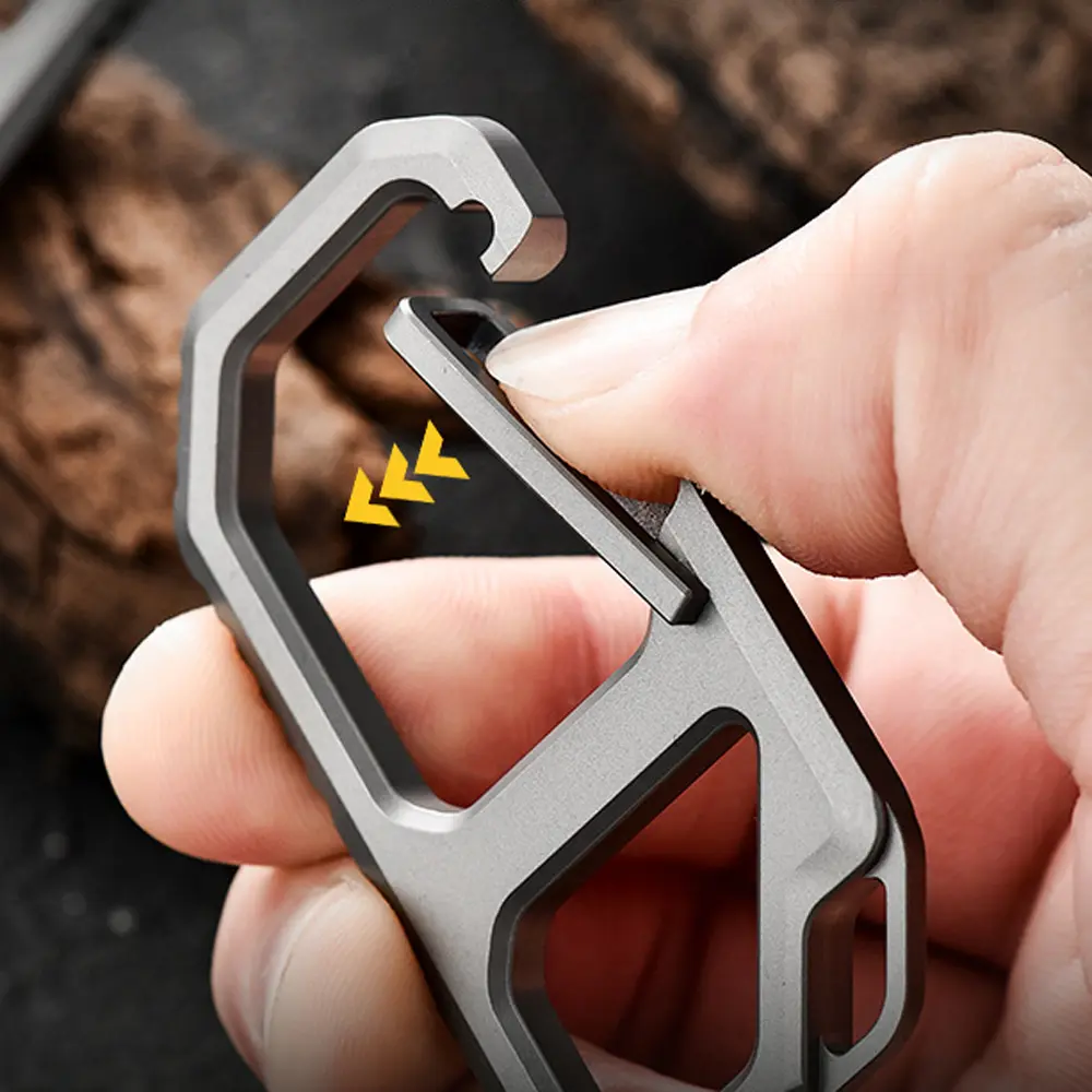 Titanium Alloy Simple Keychain Multi Functional Buckle EDC Outdoor Tool Keyring