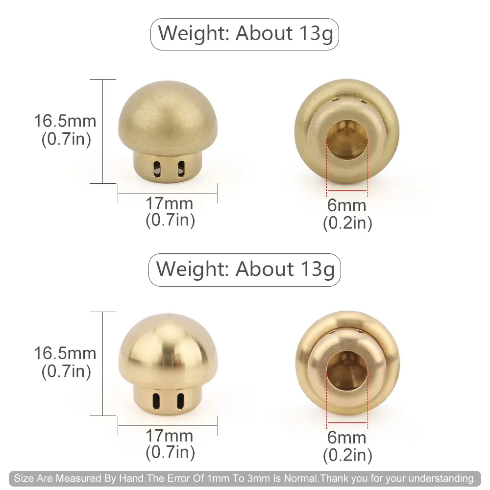 Mushroom Shape Brass Knife Bead Rope Paracord Lanyard Tail Pendant Bead DIY