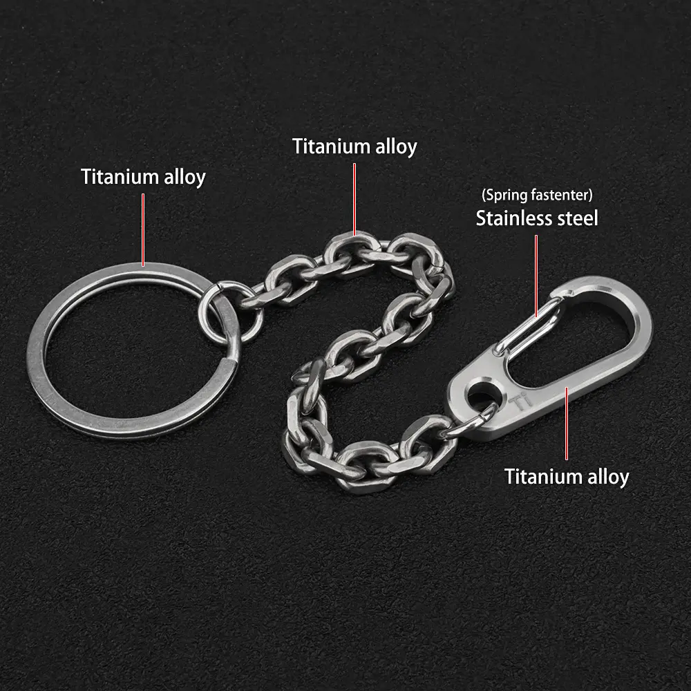 Short Chain Titanium Key Belt Buckle Titanium Alloy Key Waist Ring Outdoor Tool EDC