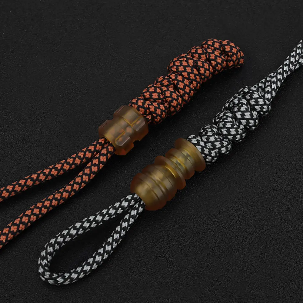 DIY Brown Resin Bead Paracord Umbrella Rope Beads Outdoor EDC Key Chain Accessories