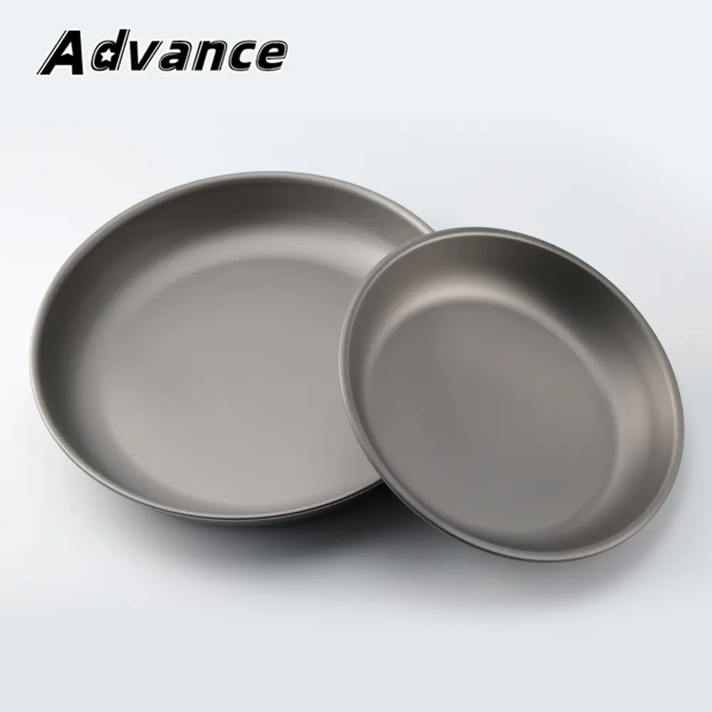 Round Titanium Plate Bowl Outdoor Camping Picnic Tableware Dish