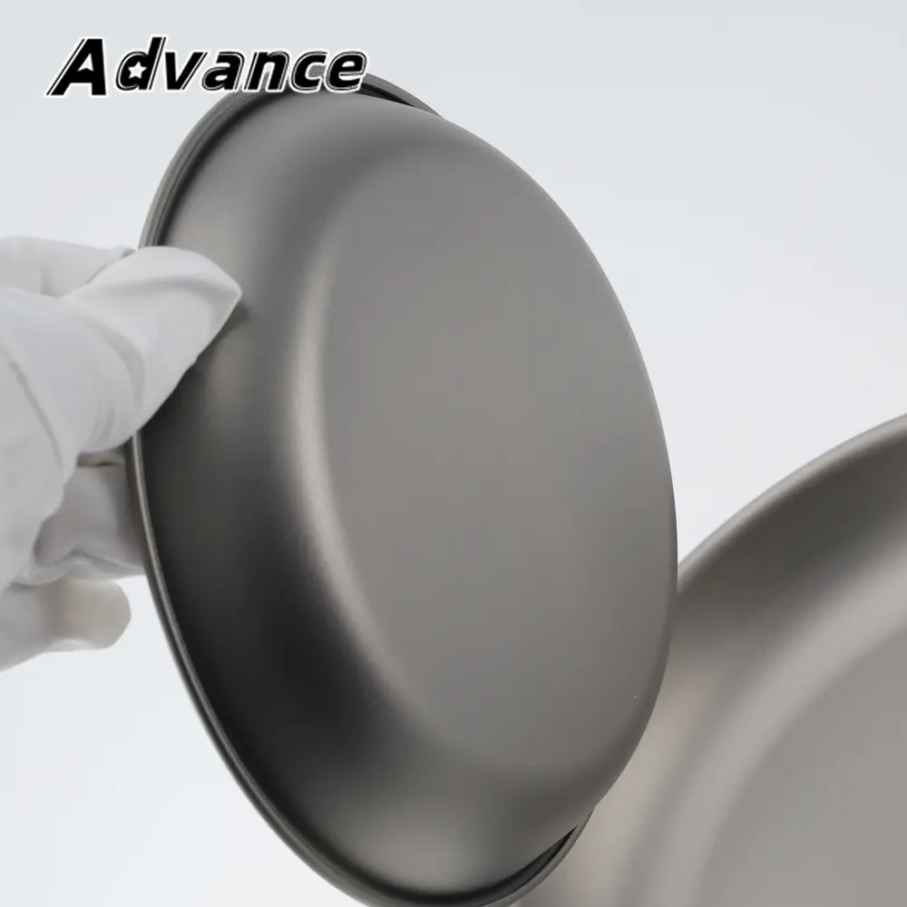 Round Titanium Plate Bowl Outdoor Camping Picnic Tableware Dish