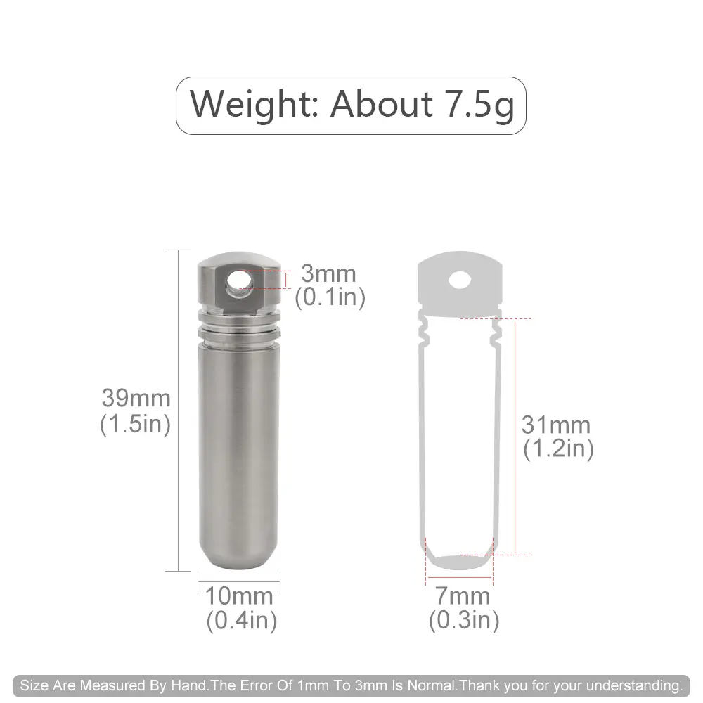 Titanium Mini Waterproof Small Bottle Outdoor Tool Portable Box Sealed Bottle EDC Gadget