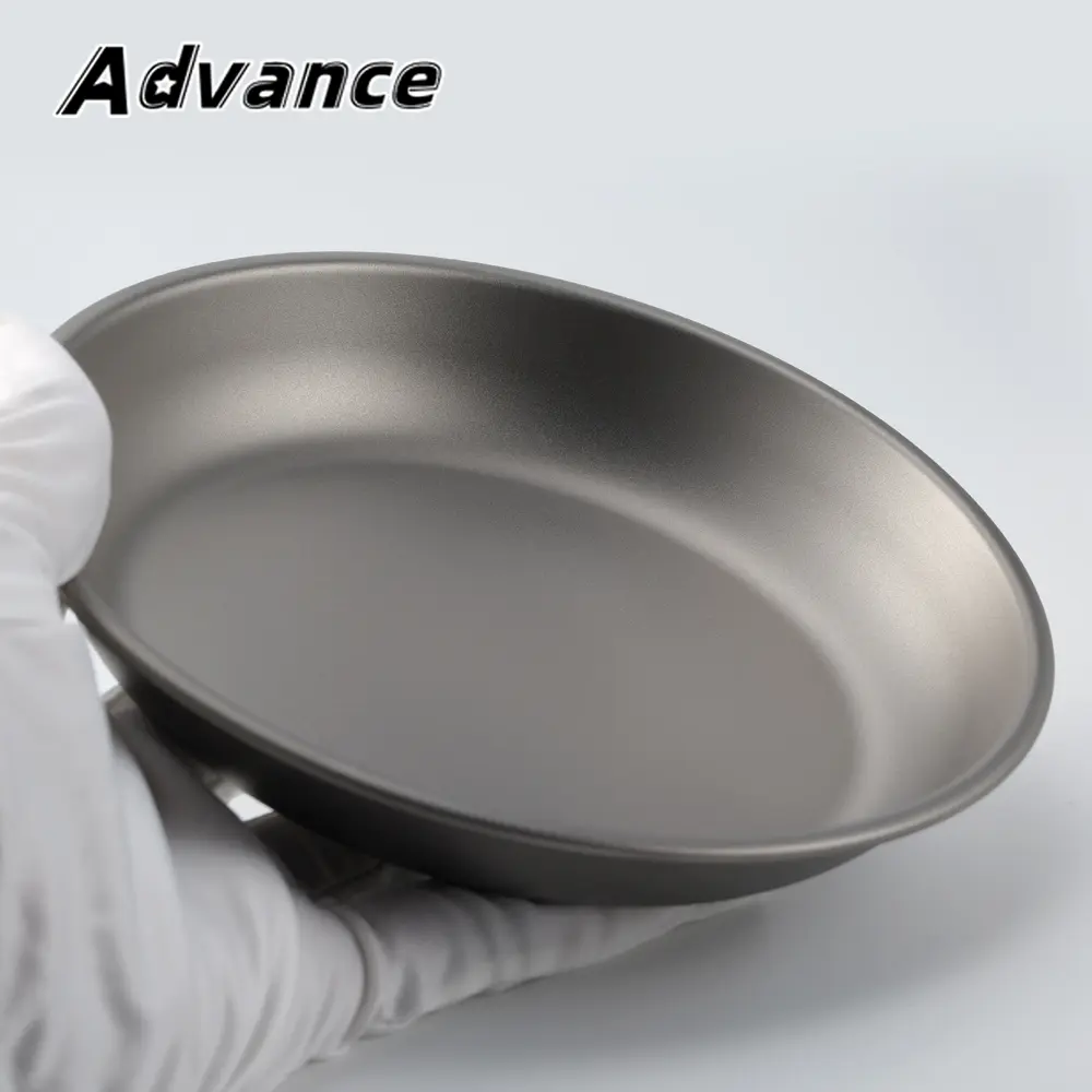 Small Titanium Dish Plate Outdoor Camping Picnic Bowl Tableware Titanium Round Plate Bowl