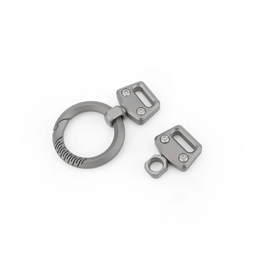 Titanium Leather Buckle Titanium Alloy Rotary Keychain Gift Outdoor Tool EDC