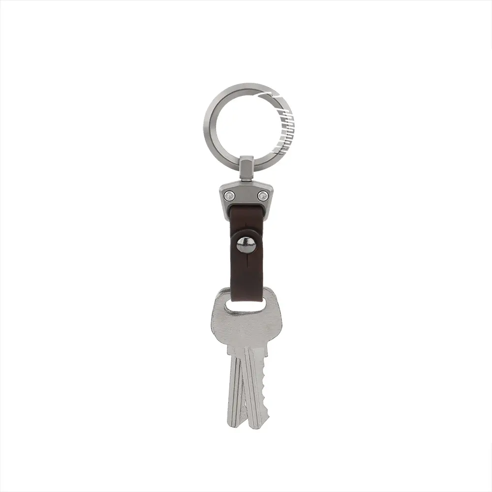 Titanium Leather Buckle Titanium Alloy Rotary Keychain Gift Outdoor Tool EDC