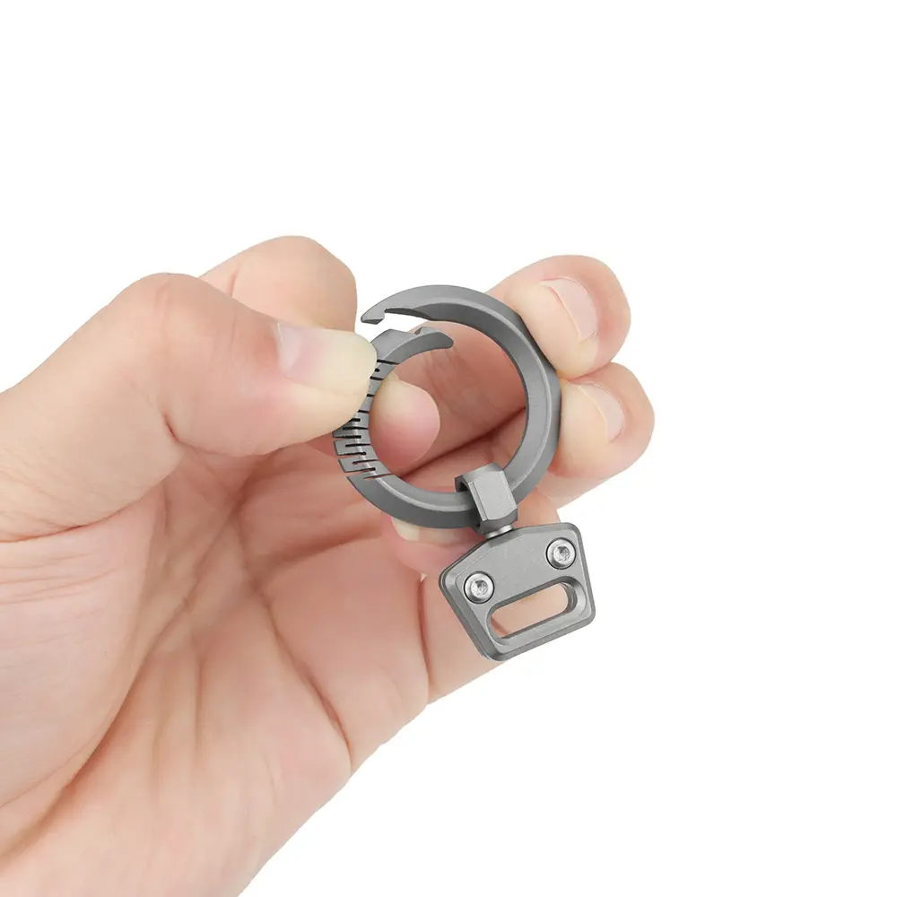 Titanium Leather Buckle Titanium Alloy Rotary Keychain Gift Outdoor Tool EDC