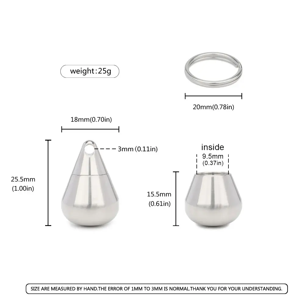 Mini Titanium Alloy Seal Bottle Waterproof Bottles Water Drop Shape Outdoor Camping EDC Tool Titanium Sealed
