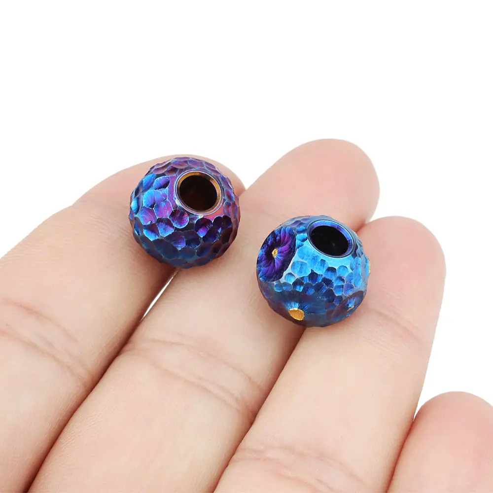 Handmade Craters Bead Paracord Accessories Titanium Knife Beads Ball Umbrella Rope Keychain Bracelet DIY Bead