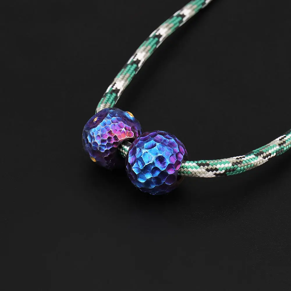 Handmade Craters Bead Paracord Accessories Titanium Knife Beads Ball Umbrella Rope Keychain Bracelet DIY Bead