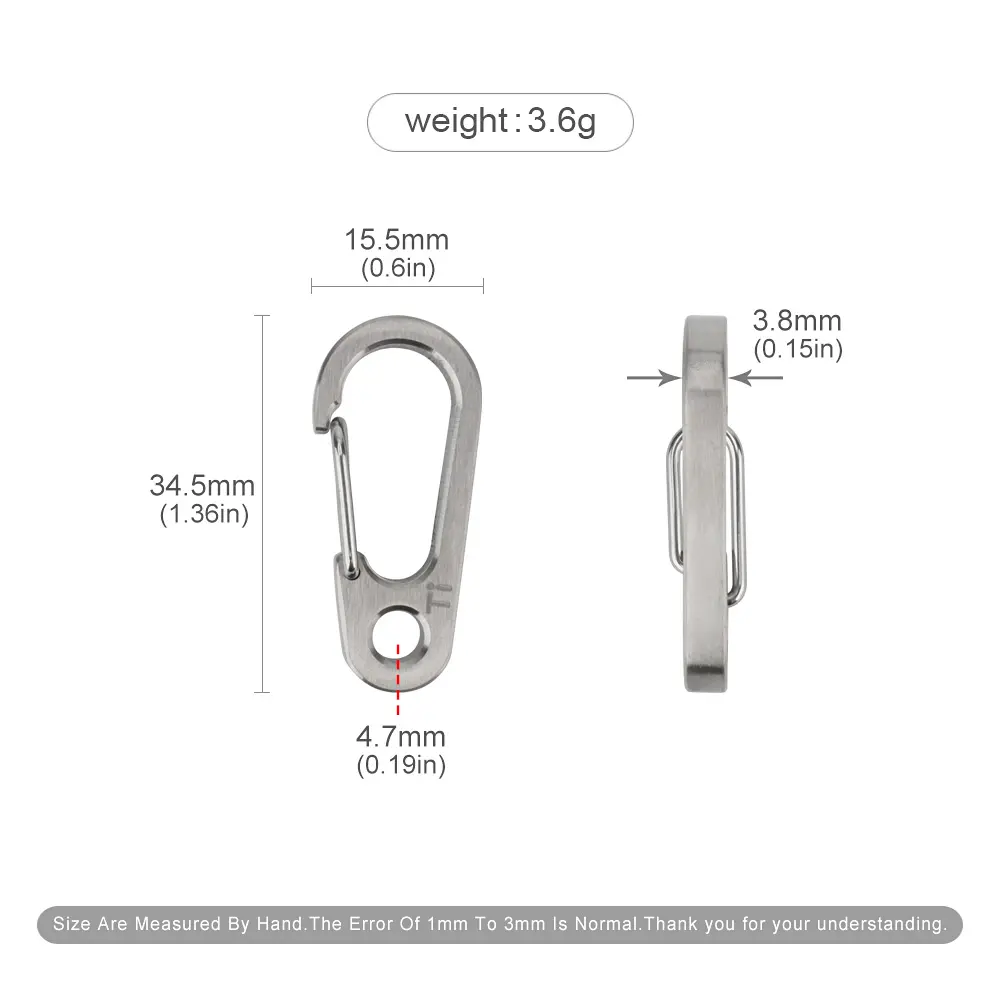 3pcs Wholesale Titanium Alloy Buckle Outdoor EDC Tool Keychain Brushed Surface