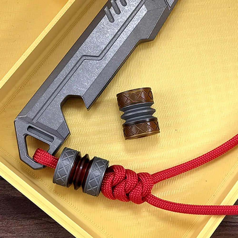 Columnar Titanium Alloy/PEI Bead Paracord Accessories Titanium Beads Rope Keychain Bracelet DIY Zipper Pendant