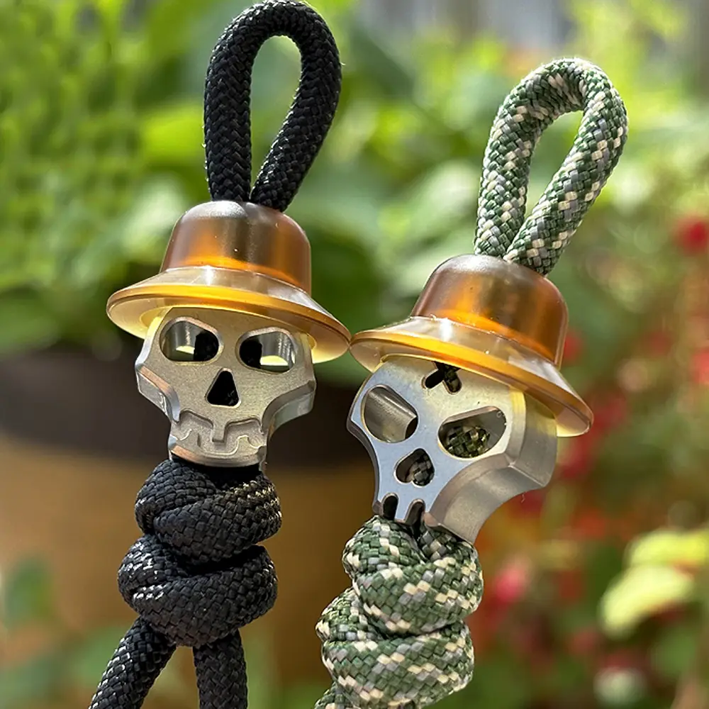 Punk Skull PEI/Titanium Alloy Beads DIY Pendant Paracord Bead Keychain Tool Accessories