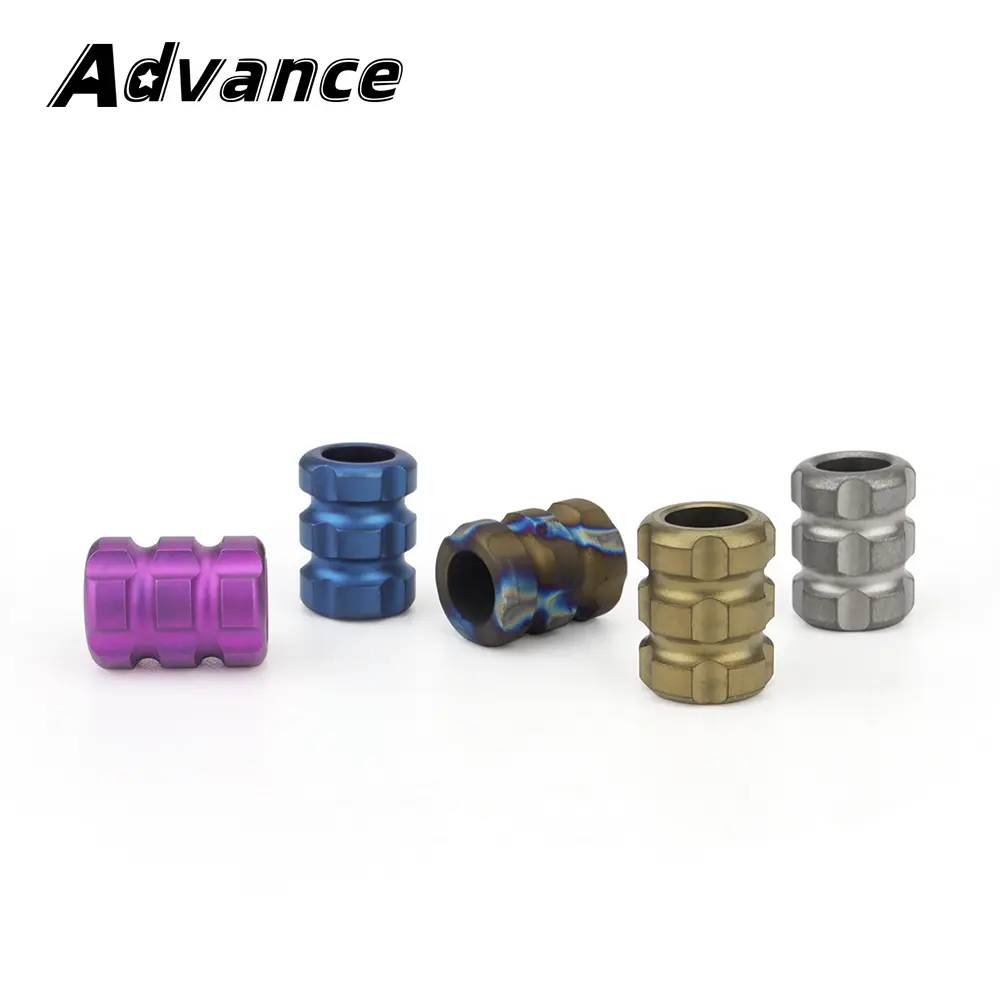 Flame Titanium Alloy Blue Knife Beads Titanium Camping Survival EDC Yellow Paracord Accessory