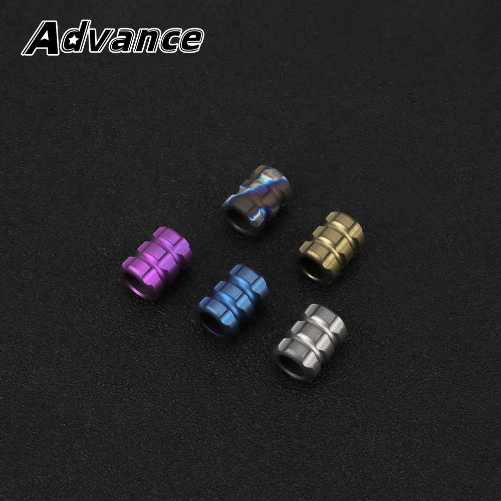Flame Titanium Alloy Blue Knife Beads Titanium Camping Survival EDC Yellow Paracord Accessory