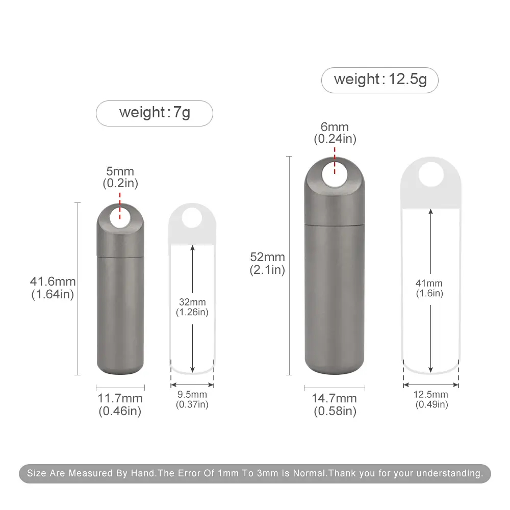 Small Storage Bottle Titanium Alloy Seal Bottle Waterproof Outdoor EDC Tool Vial