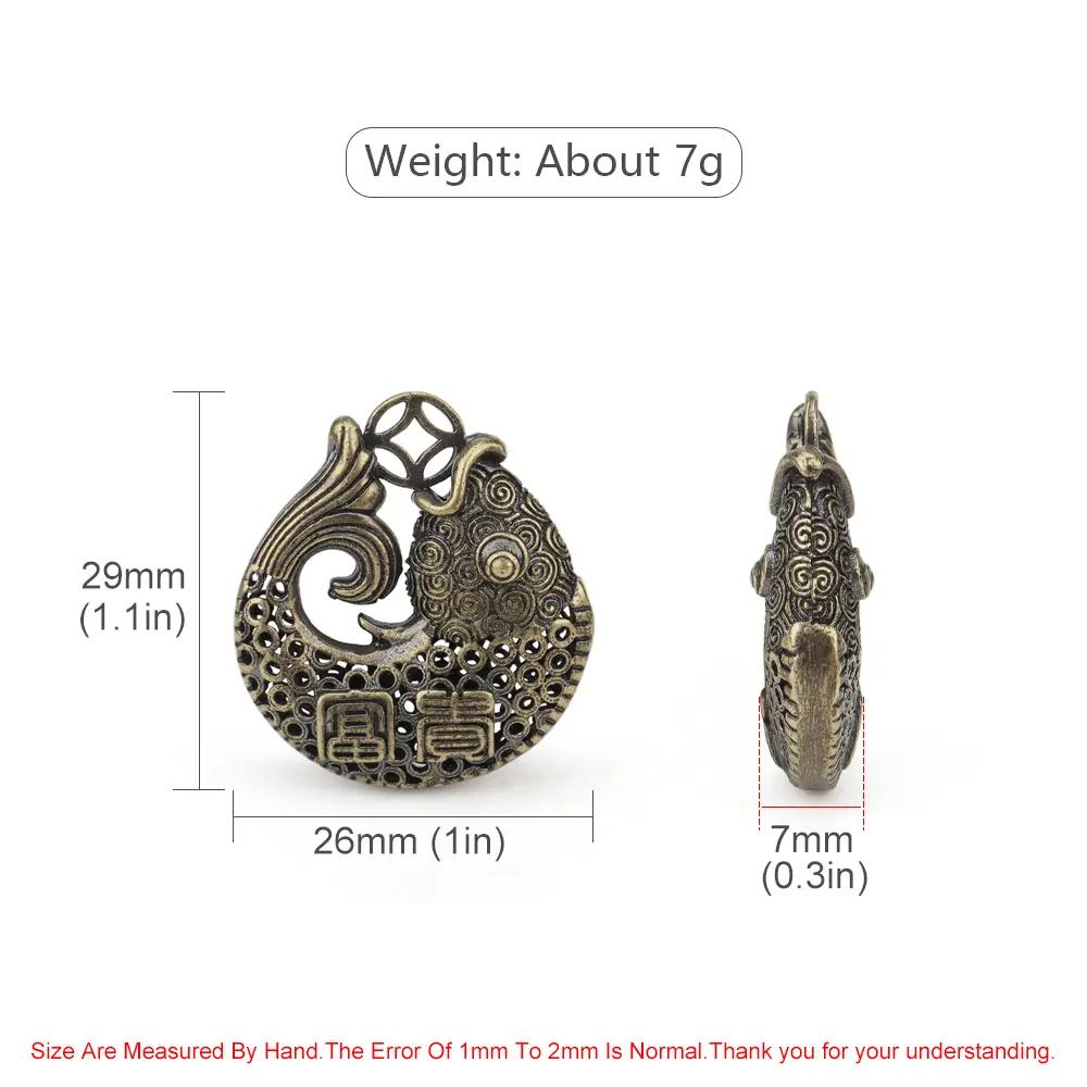 Accessories Brass Auspicious Koi Fish Fish Pendant DIY Paracord Rope Bead Hollow Out
