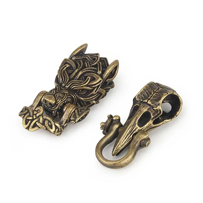 DIY Bracelet Paracord Accessories Buckle Rope Bead Lanyards Brass Wolf For Weave Accessories