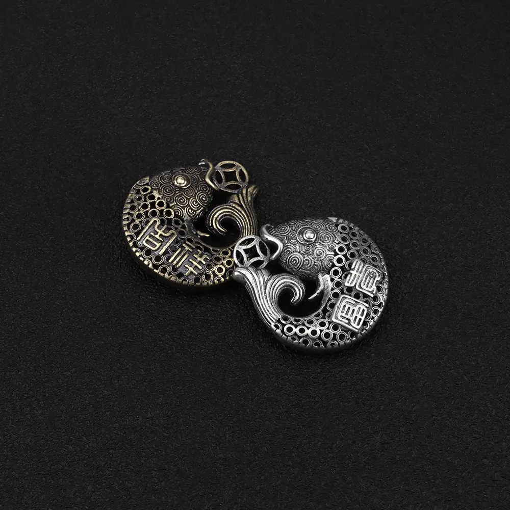 Accessories Brass Auspicious Koi Fish Fish Pendant DIY Paracord Rope Bead Hollow Out