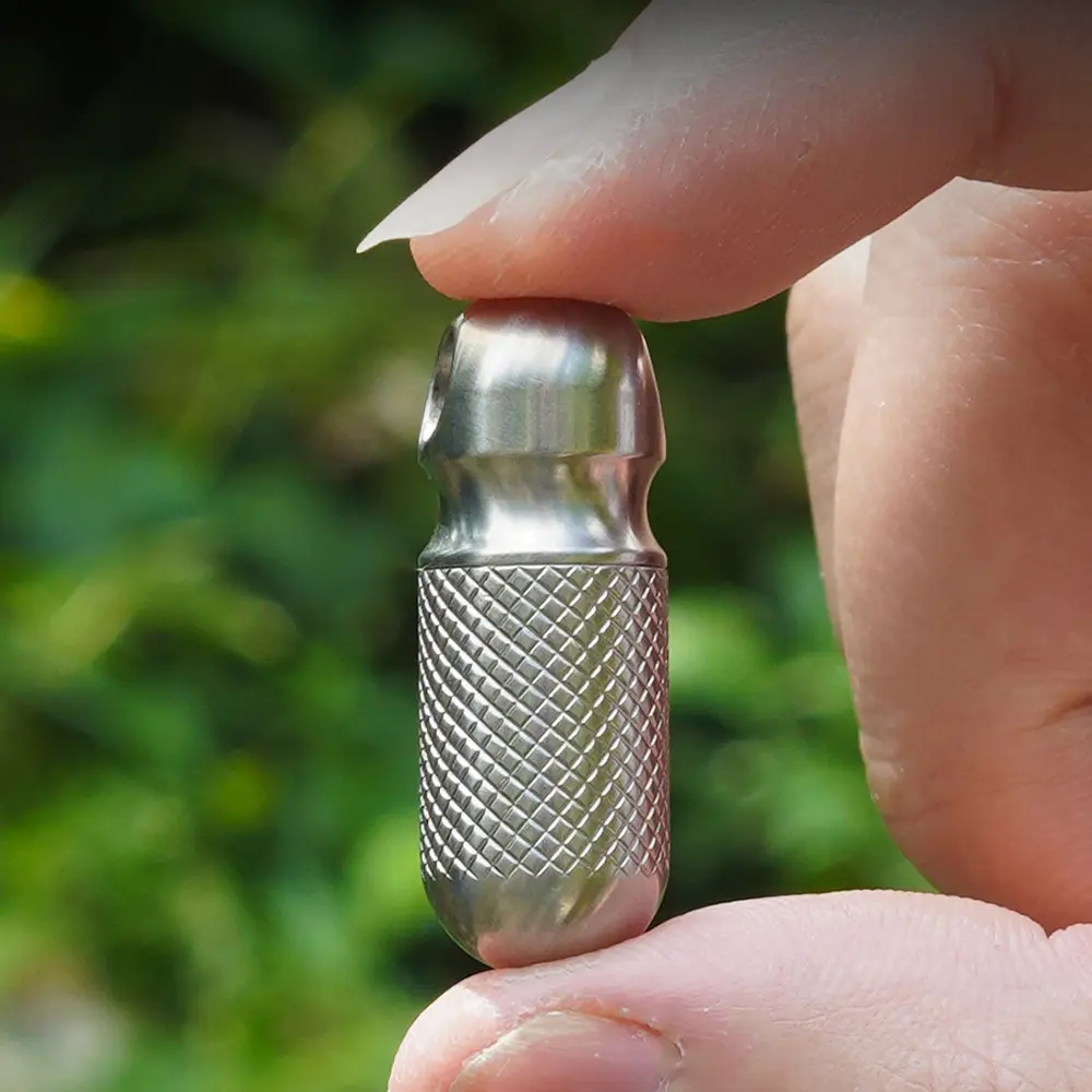 1pc Small Titanium Alloy Bottle Key Pendant Waterproof Seal Storage Bottle Outdoor Tool