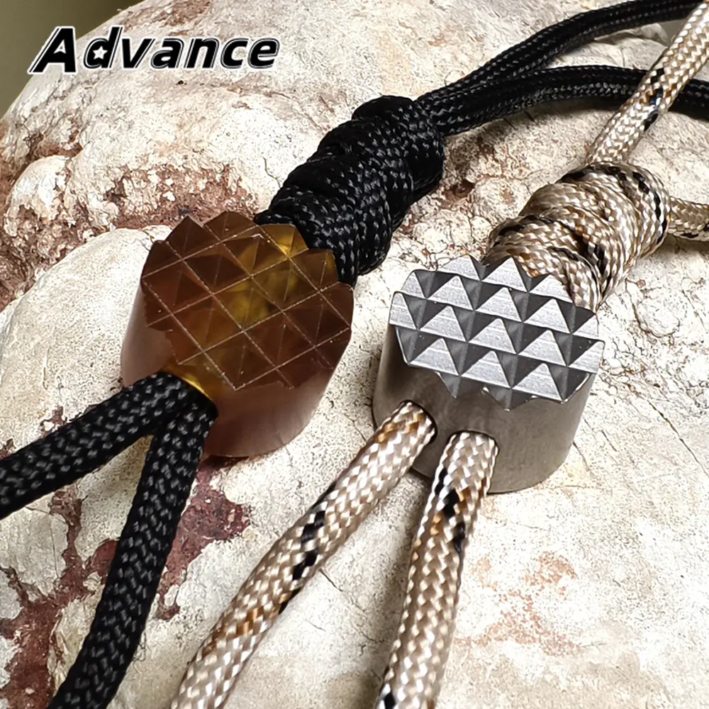 Simple Design Titanium Alloy Resin Paracord Rope Bead Double Holes DIY Pendant Flashlight Keychain Outdoor Tool Accessories
