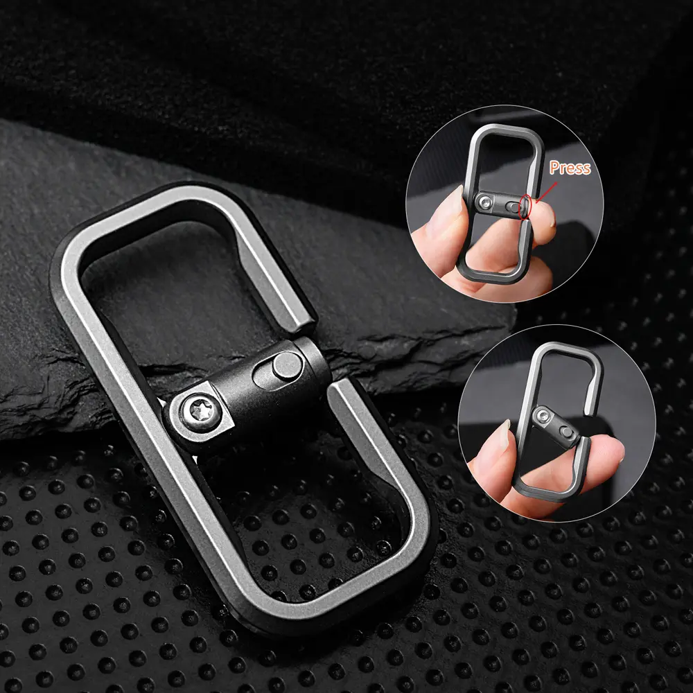 Titanium Press Lock Keyring Creative Car Keychain Buckle Outdoor EDC Tool