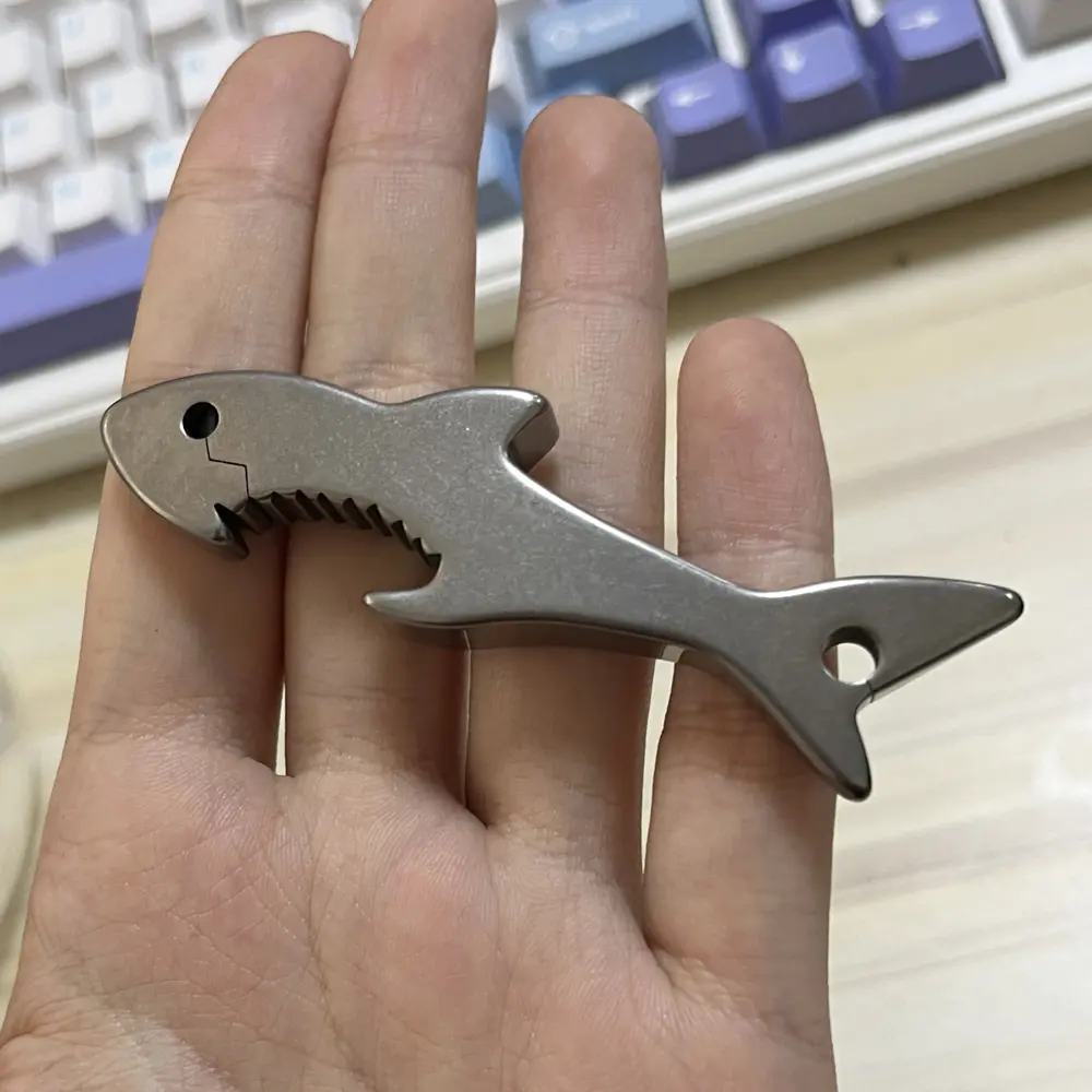 Titanium Alloy Shark Multifunctional Bottle Opener Keychain Pendant Outdoor EDC Tool