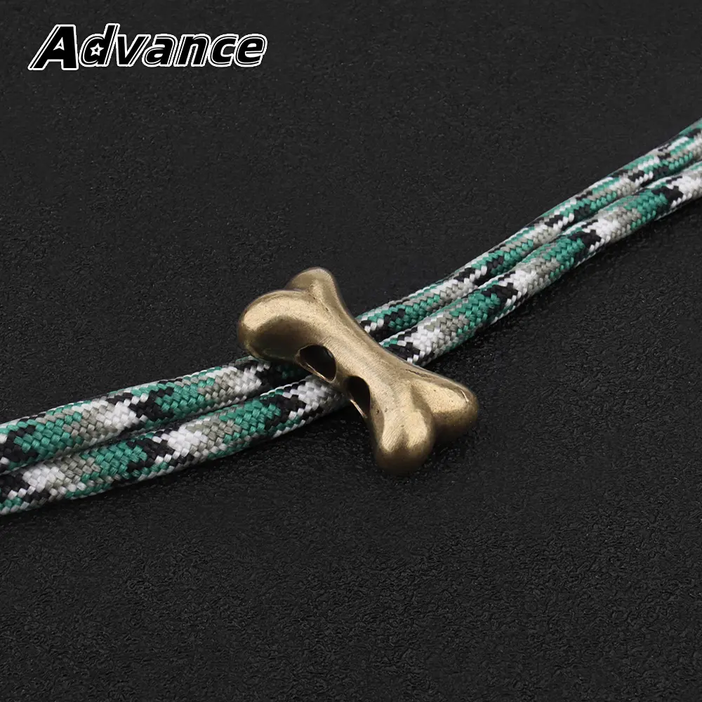 Bone Shape Brass Knife Beads Paracord Lanyard Pendant Rope Bead Braided Bracelet
