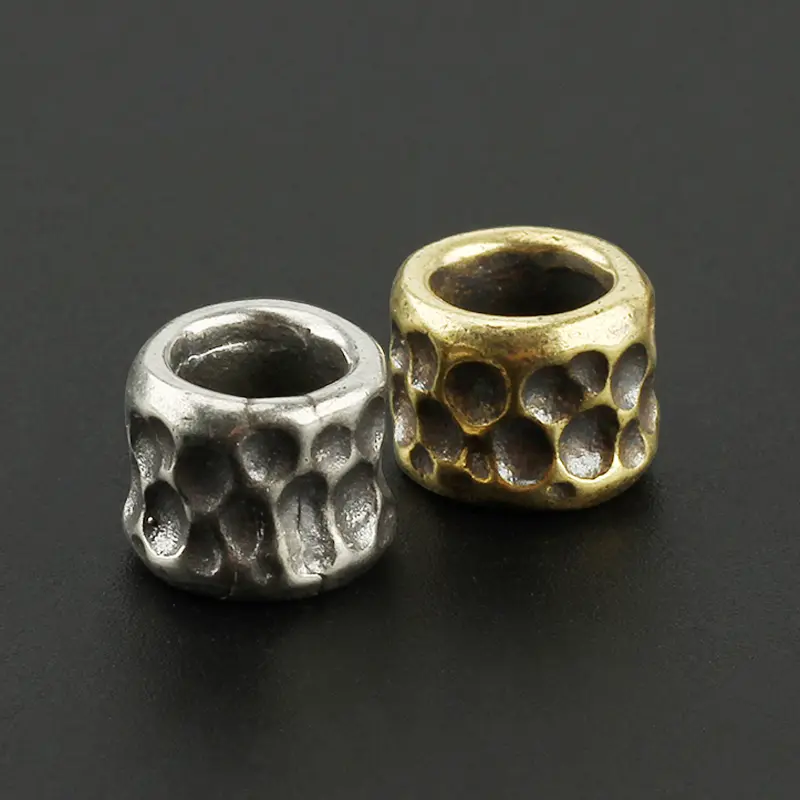 Hammer Grain EDC DIY Knife Beads Pendant Vintage Color Brass Cupronickel Paracord Beads