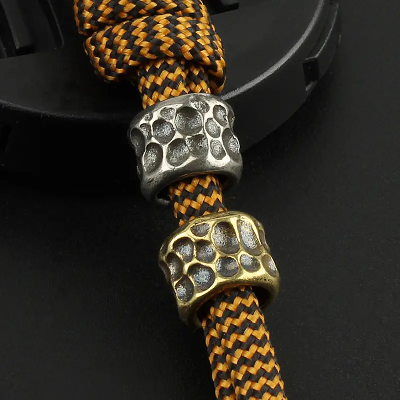 Hammer Grain EDC DIY Knife Beads Pendant Vintage Color Brass Cupronickel Paracord Beads