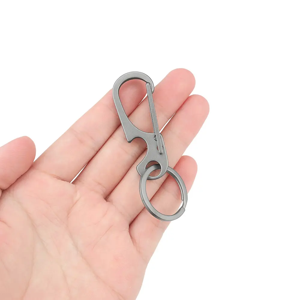 Stainless Steel Keychain Car Keyring Simple Waist Belt Buckle Outdoor Tool