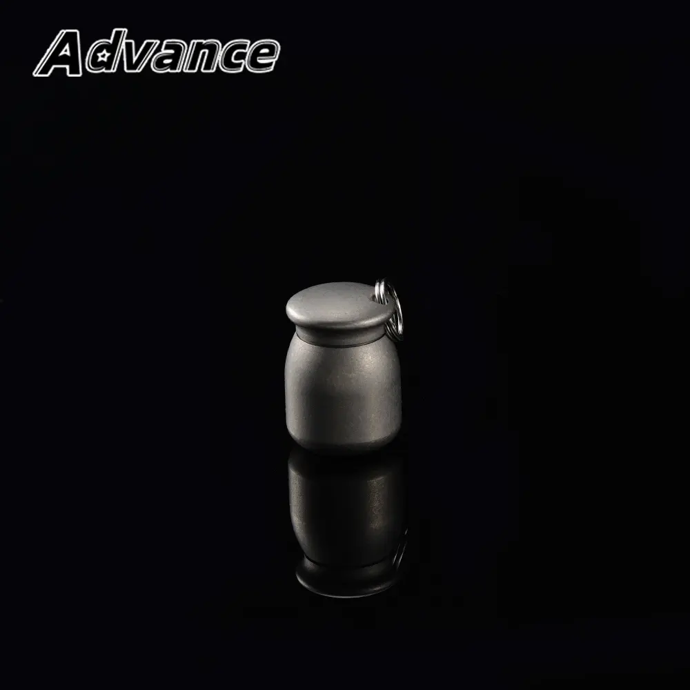 1pc Titanium Alloy Bottle Keychain Pendant Waterproof Seal Bottle Storage Box Outdoor Tool