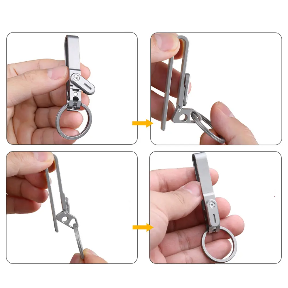 Lightweight Anti Loss Buckle Titanium Alloy Waist Belt Buckle Keychain EDC Outdoor Tool