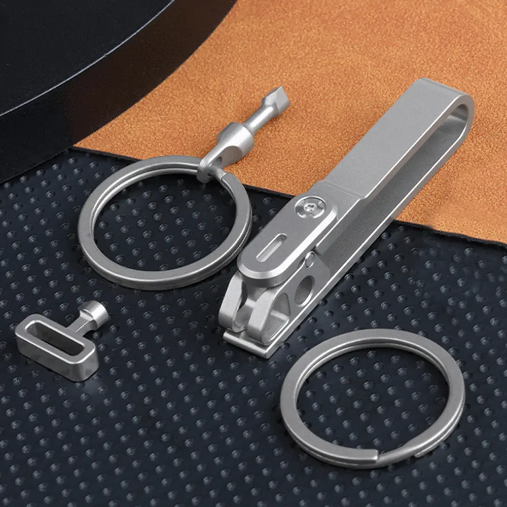 Lightweight Anti Loss Buckle Titanium Alloy Waist Belt Buckle Keychain EDC Outdoor Tool