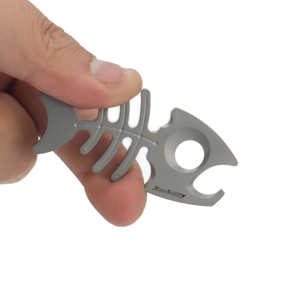 Fish Bone Shape Titanium Alloy Multifunctional Keychain Bottle Opener Portable Necklace Gift Outdoor Tools EDC