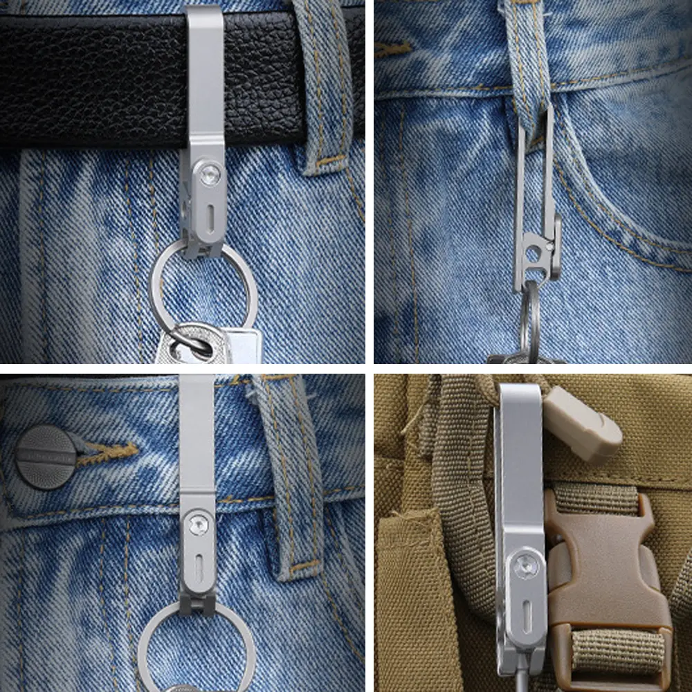 Lightweight Anti Loss Buckle Titanium Alloy Waist Belt Buckle Keychain EDC Outdoor Tool