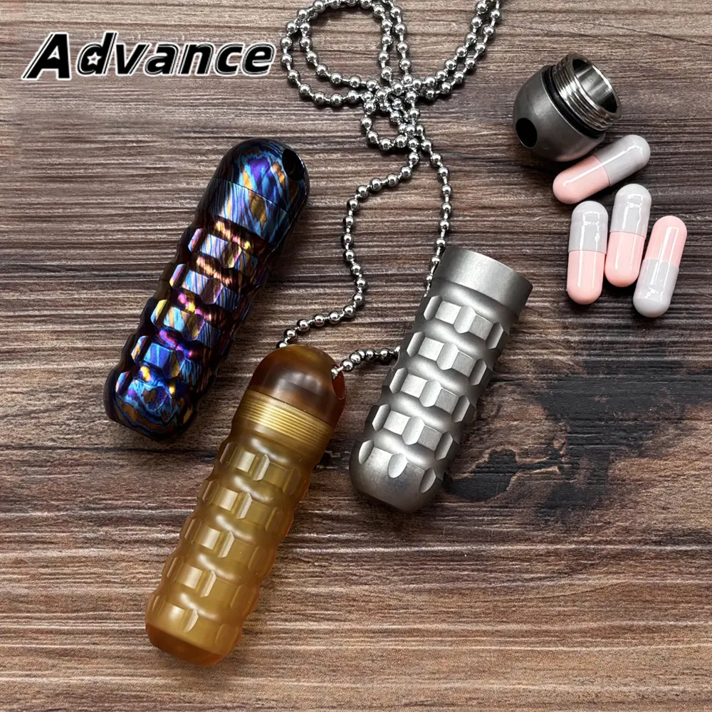 PEI Titanium Alloy Thunder Pattern Bottle Sealed Waterproof Bottle Outdoor EDC Tool Portable Small PillBox