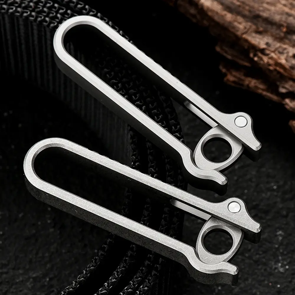 Titanium Alloy Waist Buckle EDC Outdoor Tool Keychain Accessories Spring-loaded Activity Clip