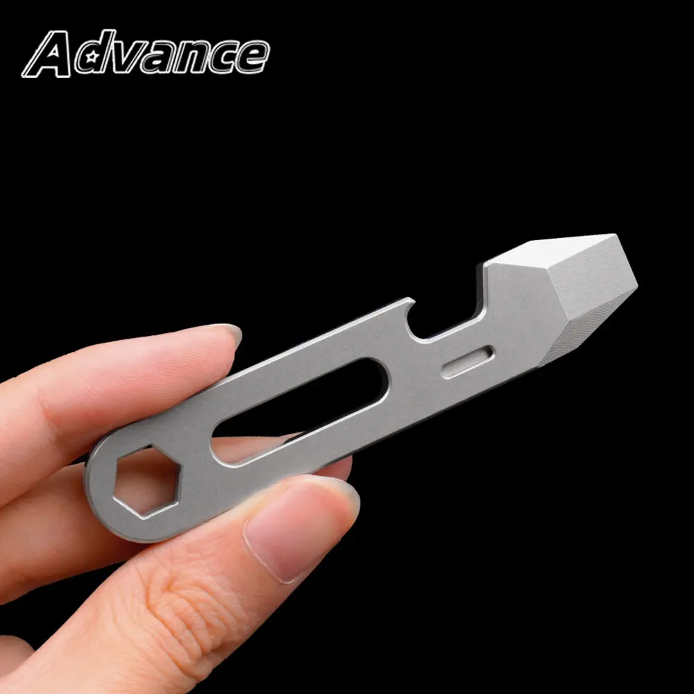 Titanium Alloy Portable Multi functional Ruler Screwdriver Bottle Opener Camping Keychain Accessories Outdoor Small Tool