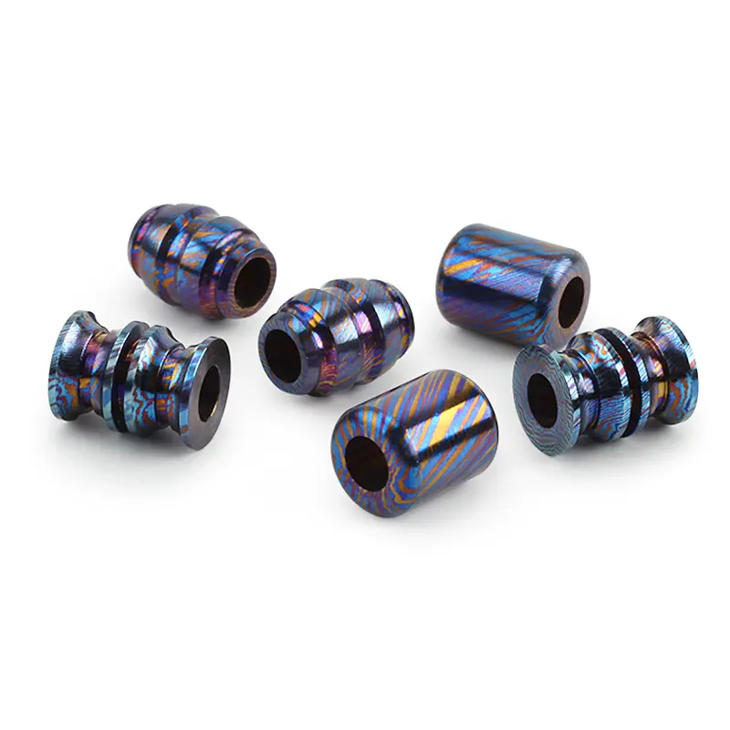 Titanium Mascus Pendant DIY Key Damascus Pendant Bracelet Accessories Beads Timascus Paracord Bead