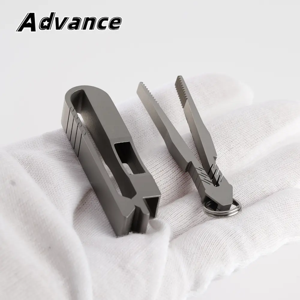 Multi-functional With Tweezers Titanium Keychain Belt Clip Portable Titanium Alloy Buckle Outdoor EDC Tool