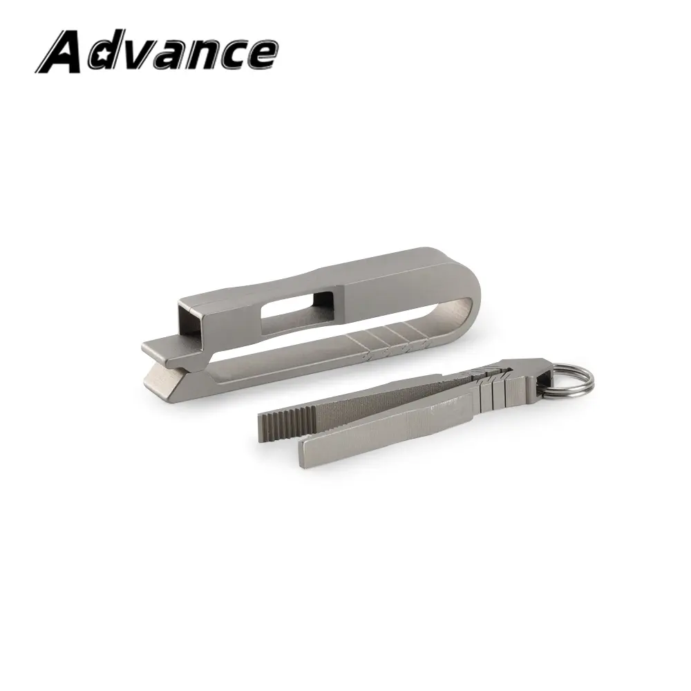 Multi-functional With Tweezers Titanium Keychain Belt Clip Portable Titanium Alloy Buckle Outdoor EDC Tool