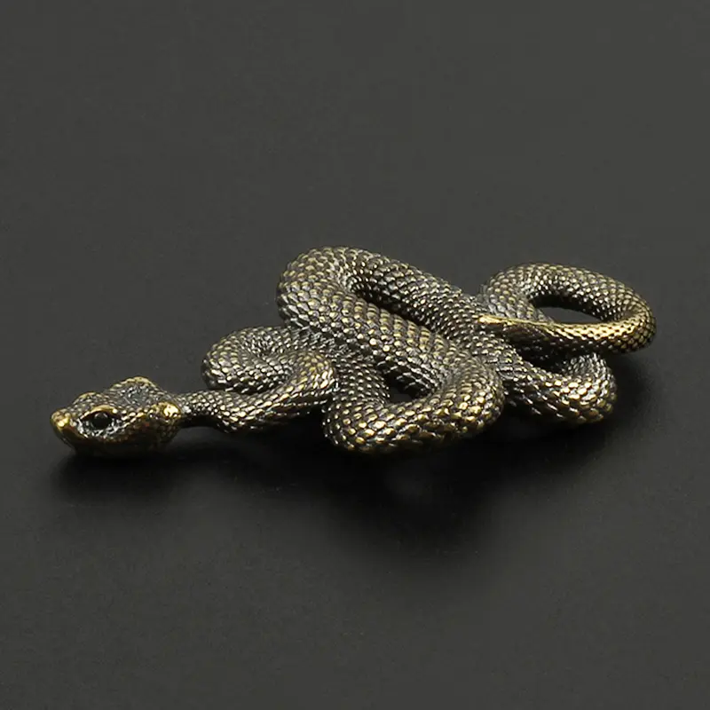 Brass Snake Key Ring Boa Key chain Outdoor Small Accessories DIY White Snake Car Hanging